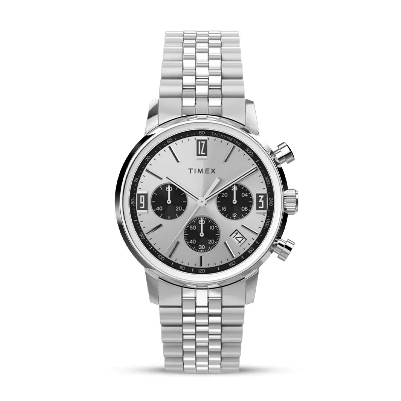 Timex Marlin® Panda Chronograph 40mm Silver Dial Men's Watch | TW2W10400